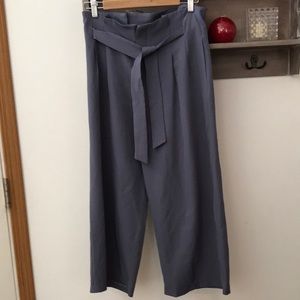 Bishop + Young gray pants, paper-bag waist, belt small,